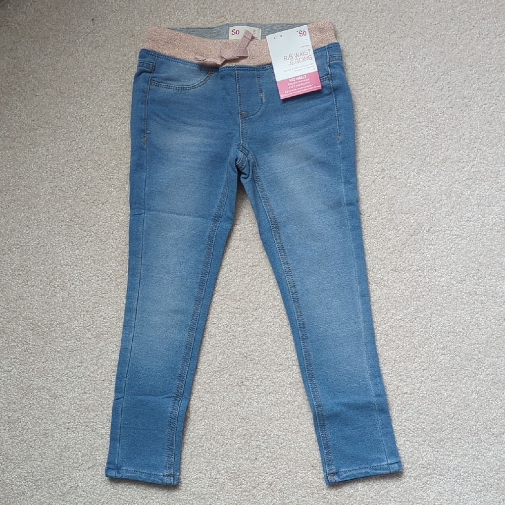 3 For $30. SO Light Blue Jeggings with Pink Waistband